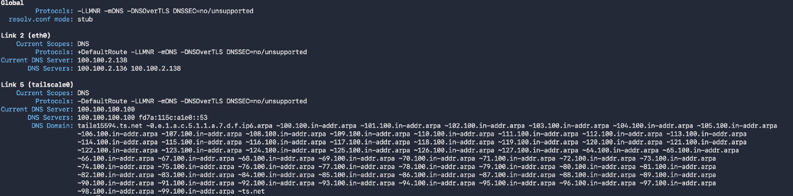resolvectl status